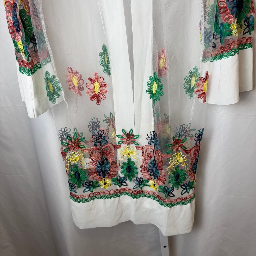 NWT ASHA Sheer Embroidered Floral Kimono Cardigan One Size Lightweight Duster - Picture 9 of 9